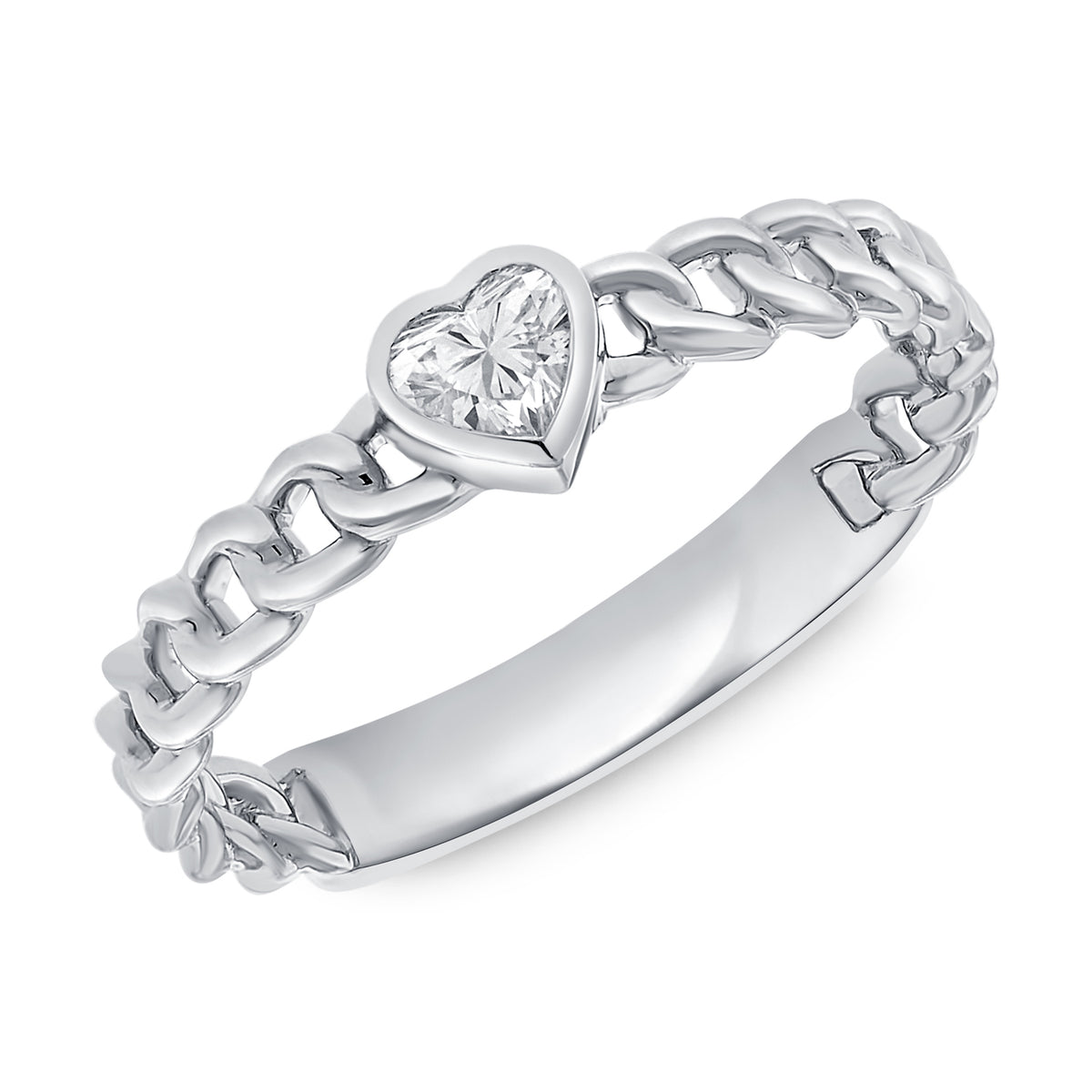 0.25CT Heart-Shaped Diamond Chain Ring