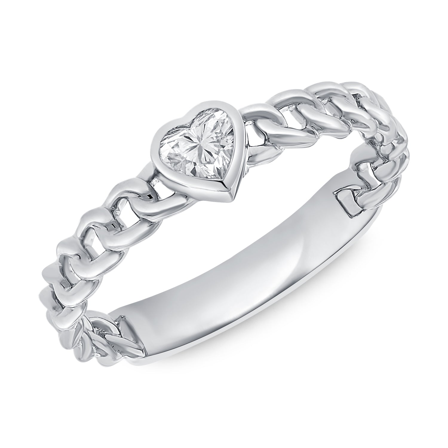 0.25CT Heart-Shaped Diamond Chain Ring