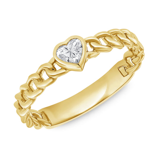 0.25CT Heart-Shaped Diamond Chain Ring