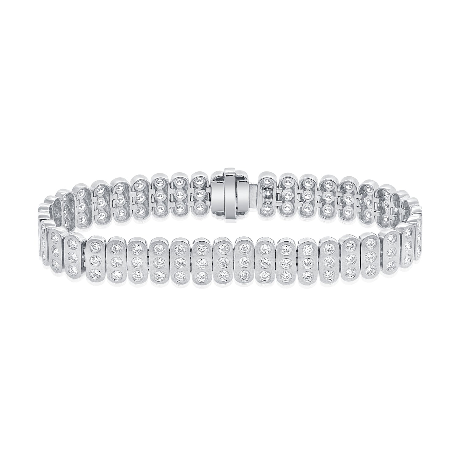 14K Gold 3.81ct Diamond Bezel-Set Tennis Bracelet