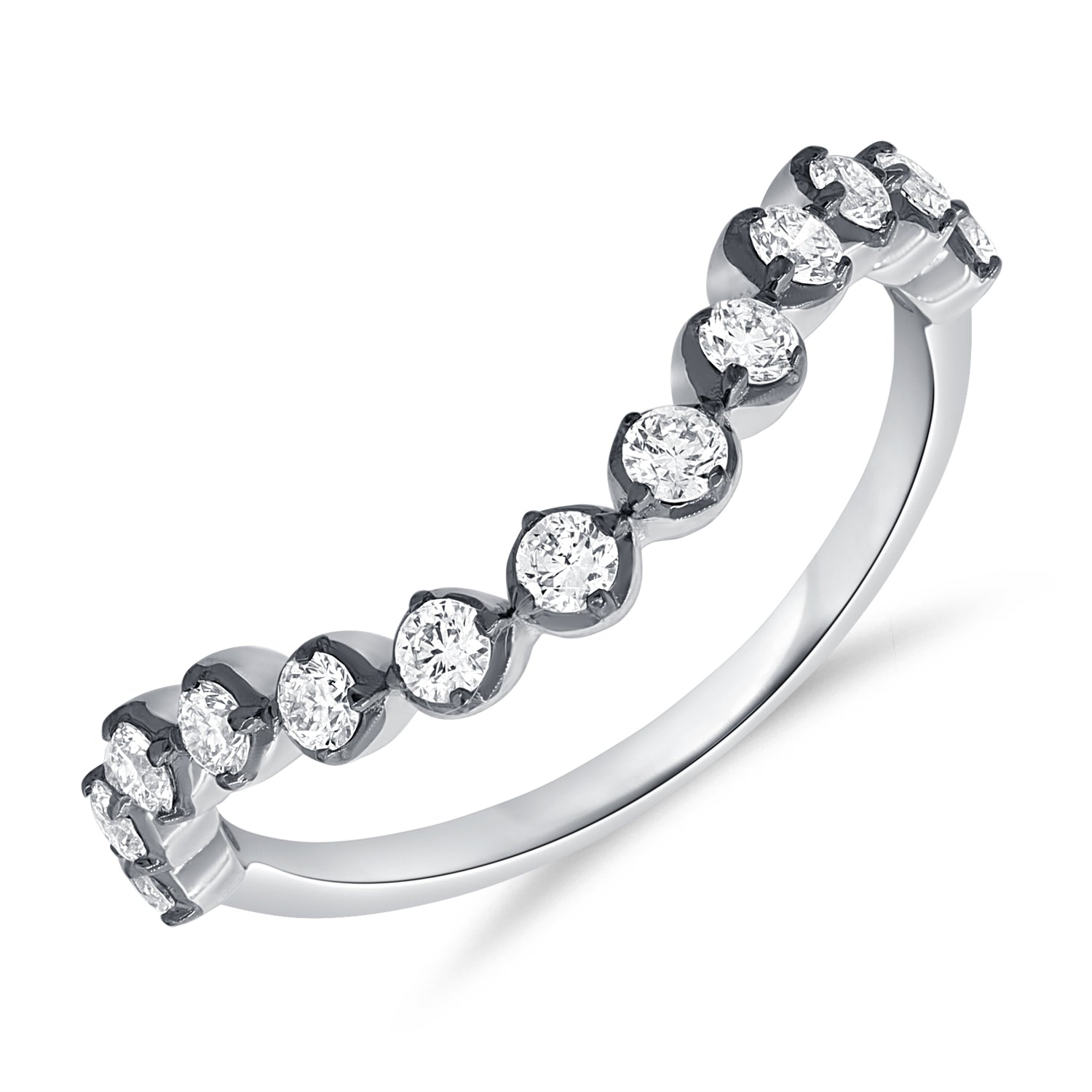 0.48CT Diamond Black Rhodium Curved Ring