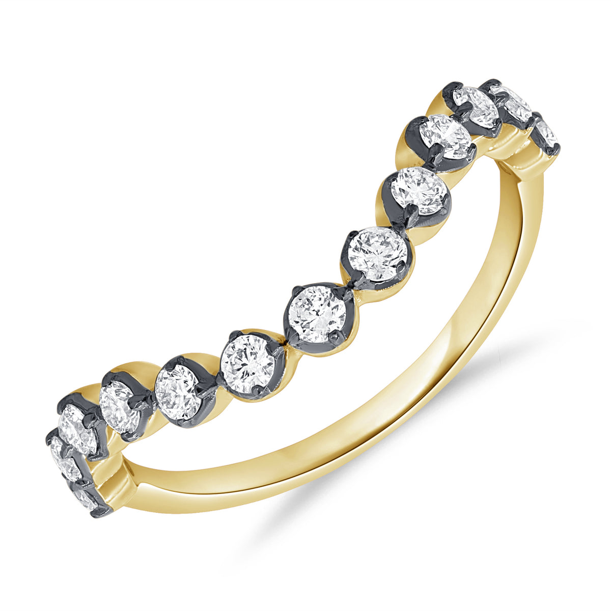 0.48CT Diamond Black Rhodium Curved Ring
