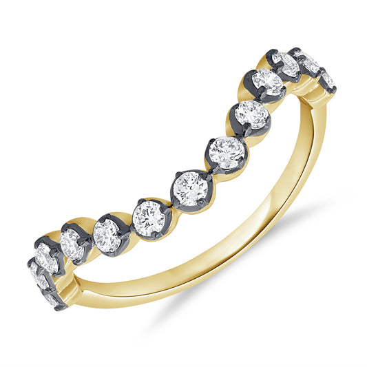 0.48CT Diamond Black Rhodium Curved Ring