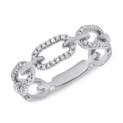 Diamond Link Chain Ring in 14K Gold – 0.19 Carat Elegant Statement Ring