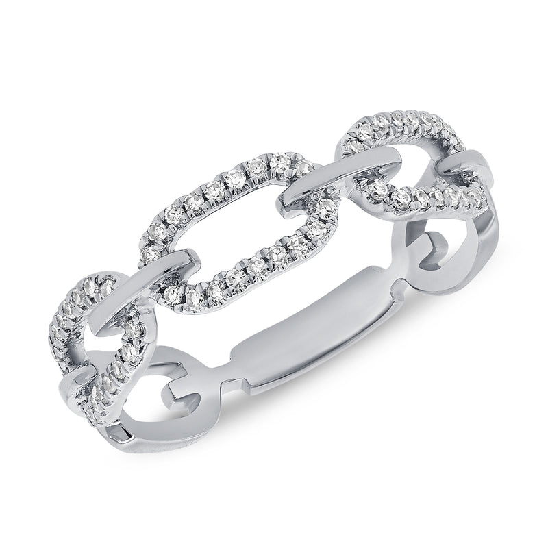 Diamond Link Chain Ring in 14K Gold – 0.19 Carat Elegant Statement Ring