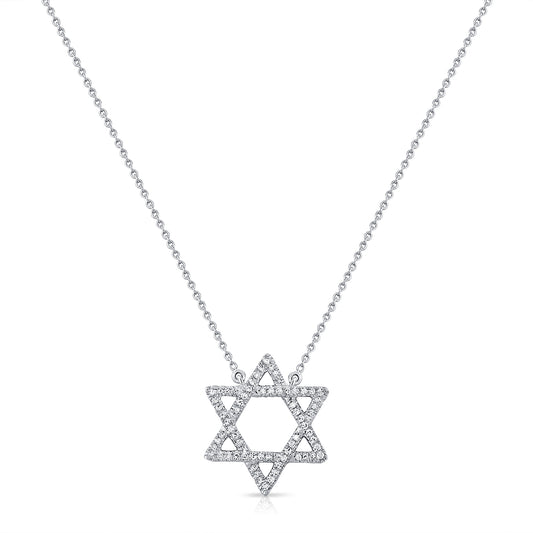 0.20 Carat Diamond Star of David Necklace in 14K White, Yellow, or Rose Gold