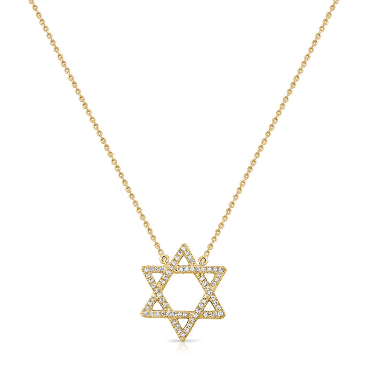0.20 Carat Diamond Star of David Necklace in 14K White, Yellow, or Rose Gold