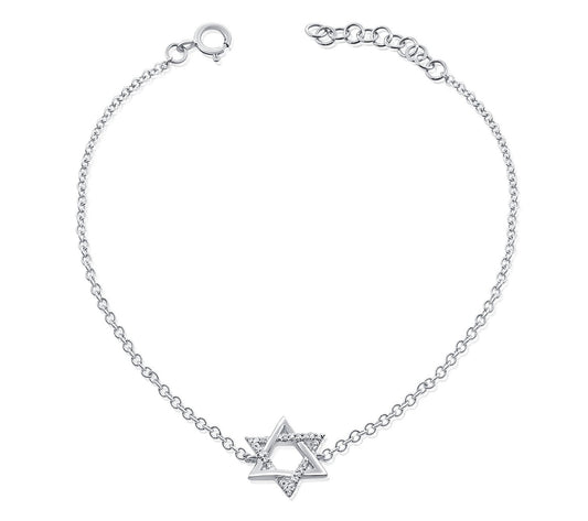 14K Gold Diamond Star of David Bracelet – 0.04 CT Chain Bracelet