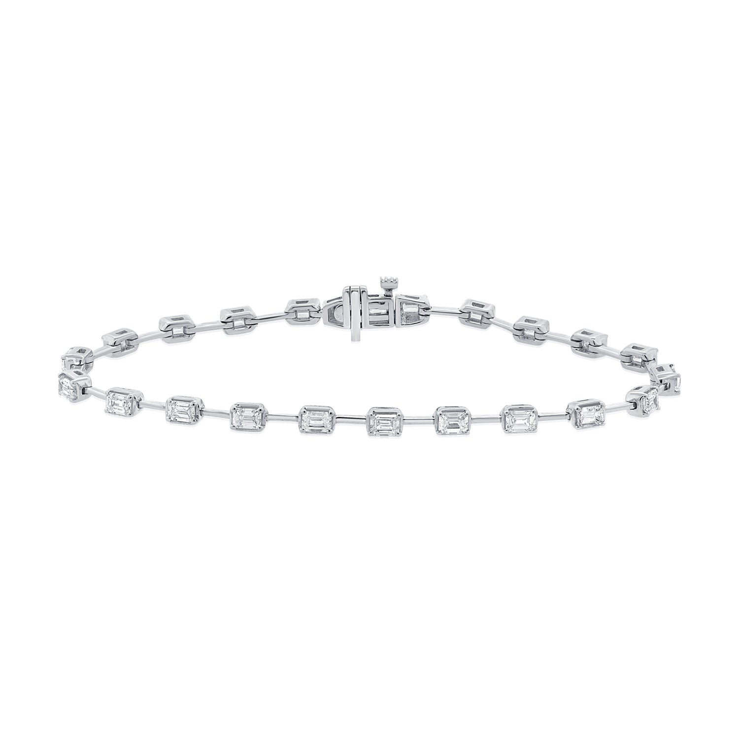 14K Gold 3.33ct Emerald-Cut Diamond Tennis Bracelet – 7 Inch
