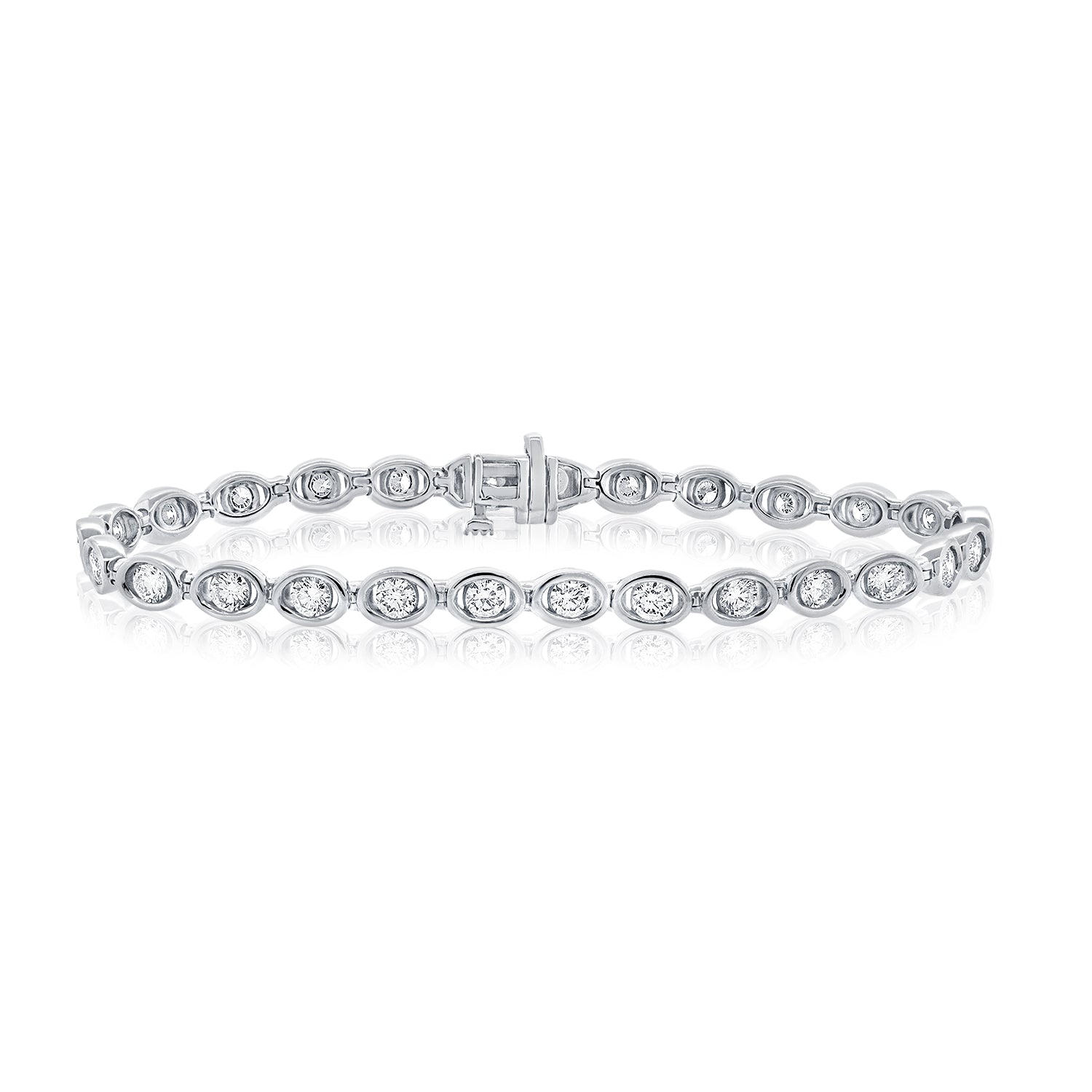 14K Gold 2.78ct Diamond Bezel Set Tennis Bracelet – 6.75 Inch