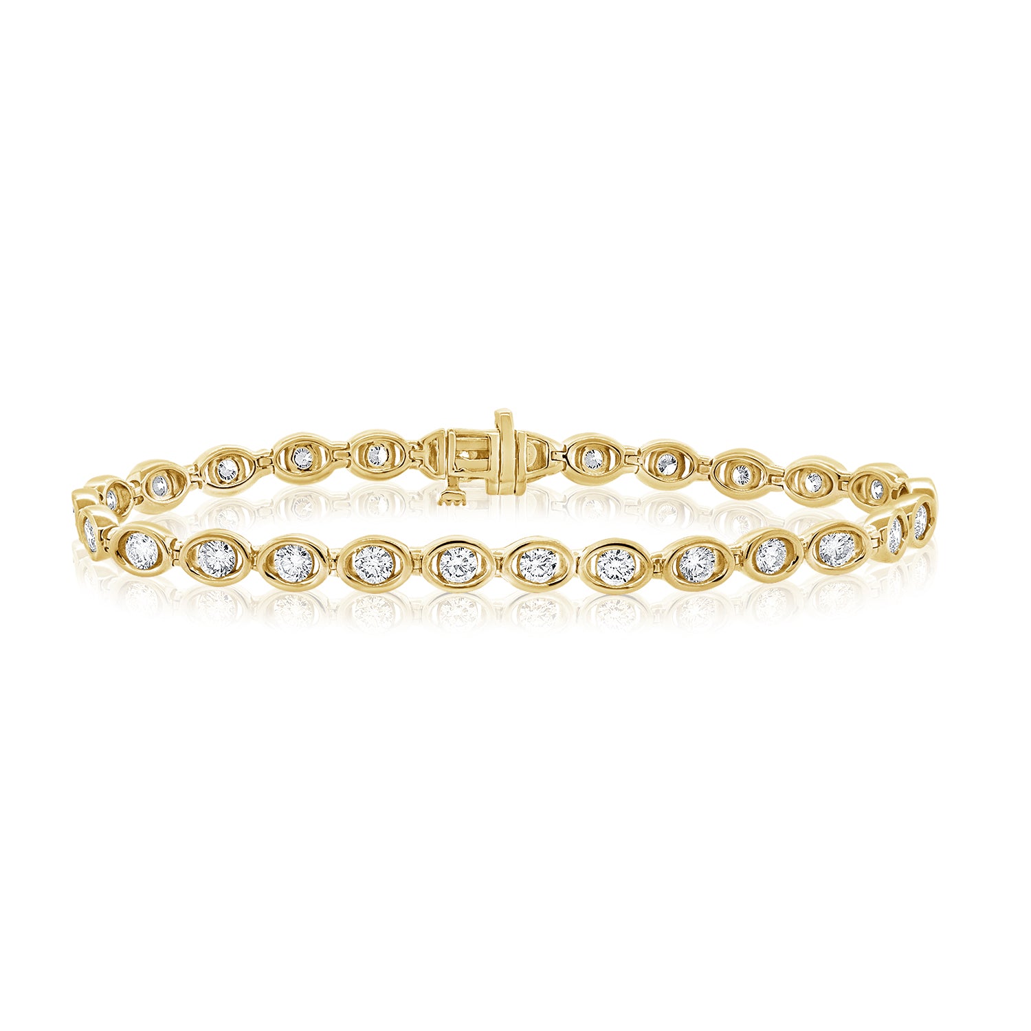 14K Gold 2.78ct Diamond Bezel Set Tennis Bracelet – 6.75 Inch