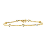 14K Gold 1.40ct Heart-Shaped Diamond Bezel Set Tennis Bracelet – 6.75 Inch