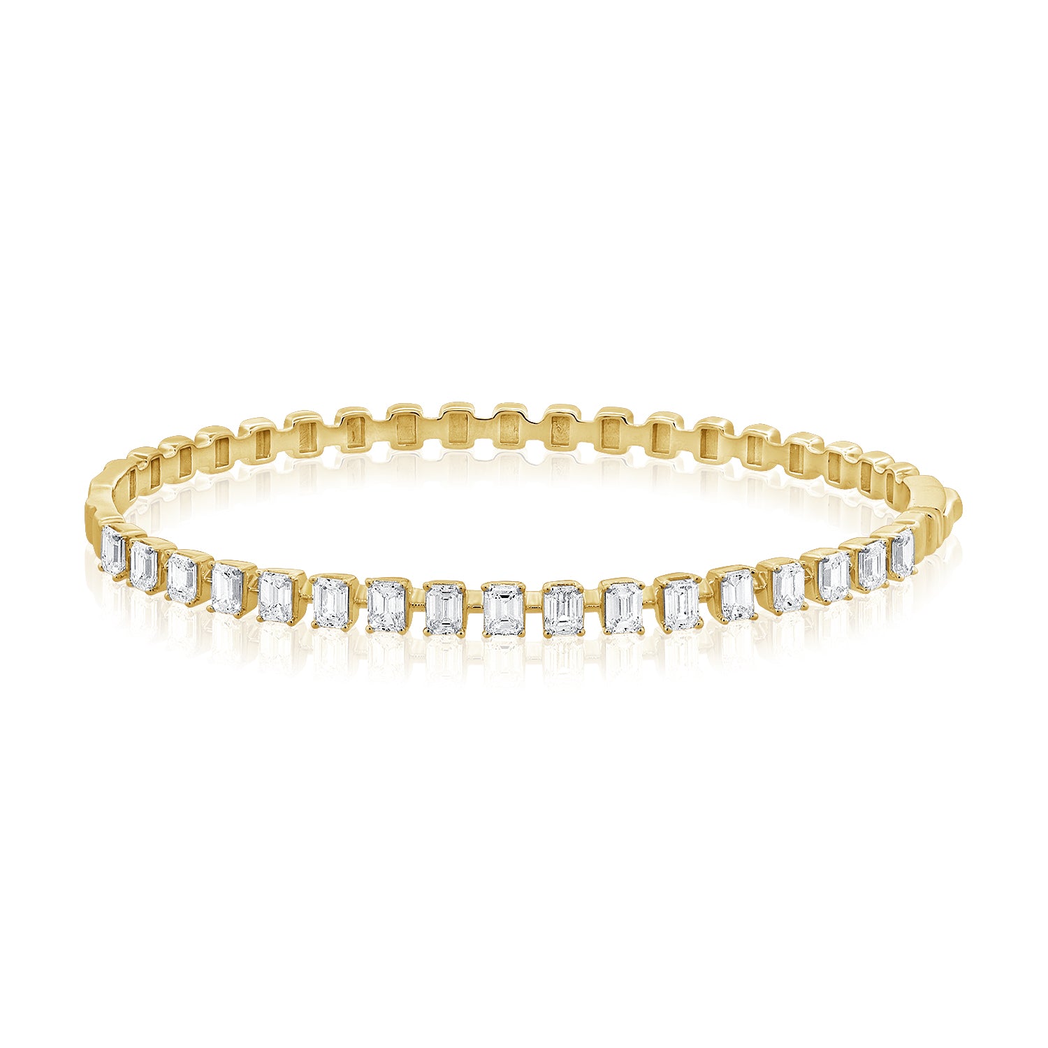 2.72CT Emerald Shape Diamond Bangle in 14K Gold