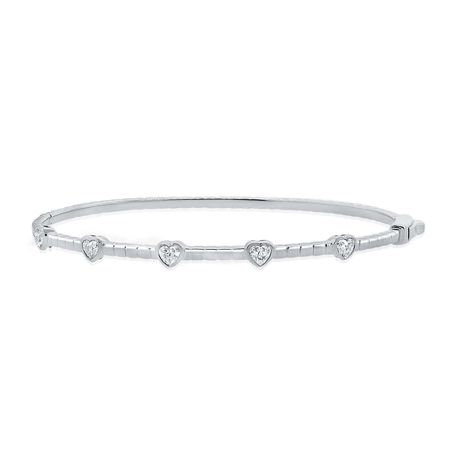 1.40CT Heart Shape Diamond Bezel Set Tennis Bracelet in 14K Gold