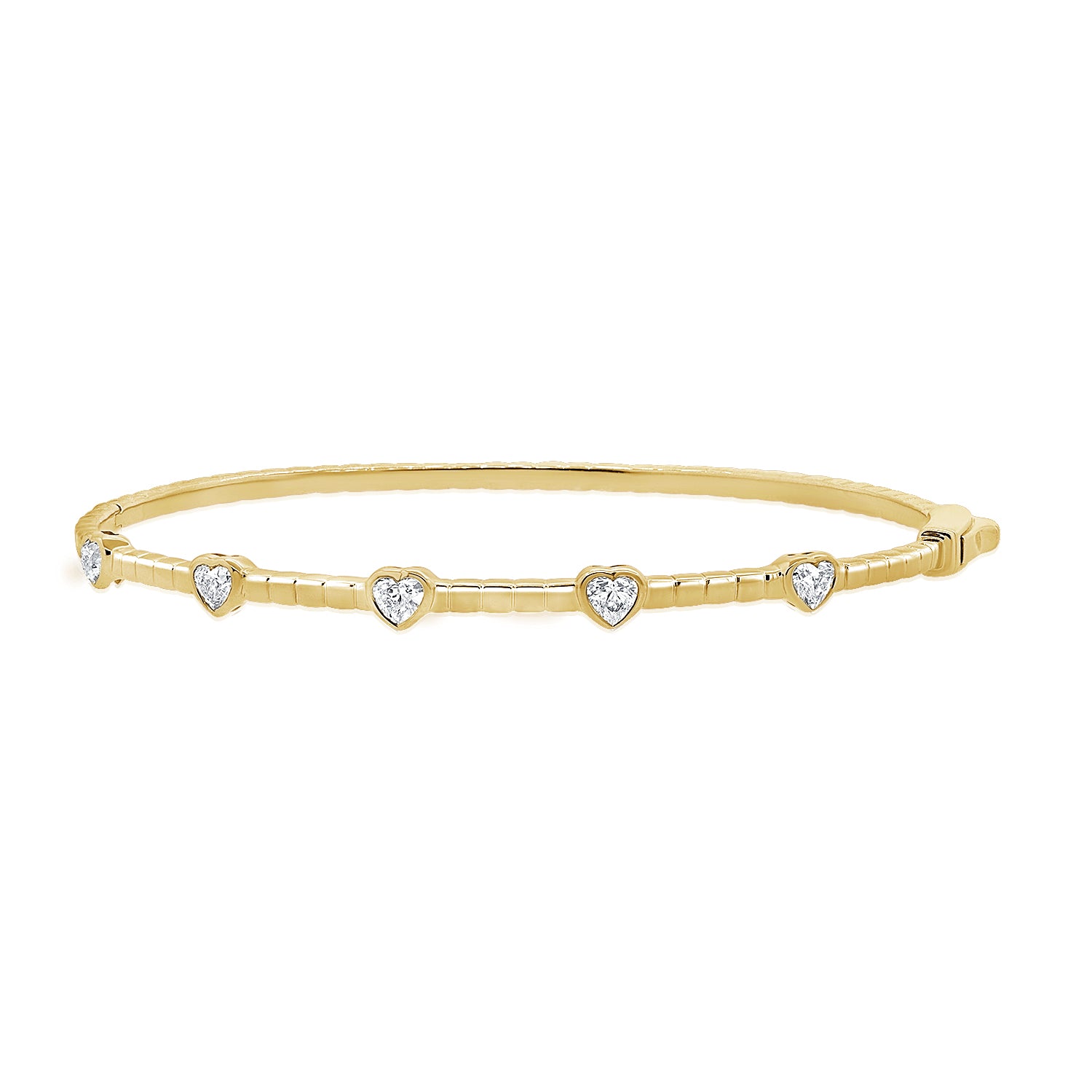 1.40CT Heart Shape Diamond Bezel Set Tennis Bracelet in 14K Gold