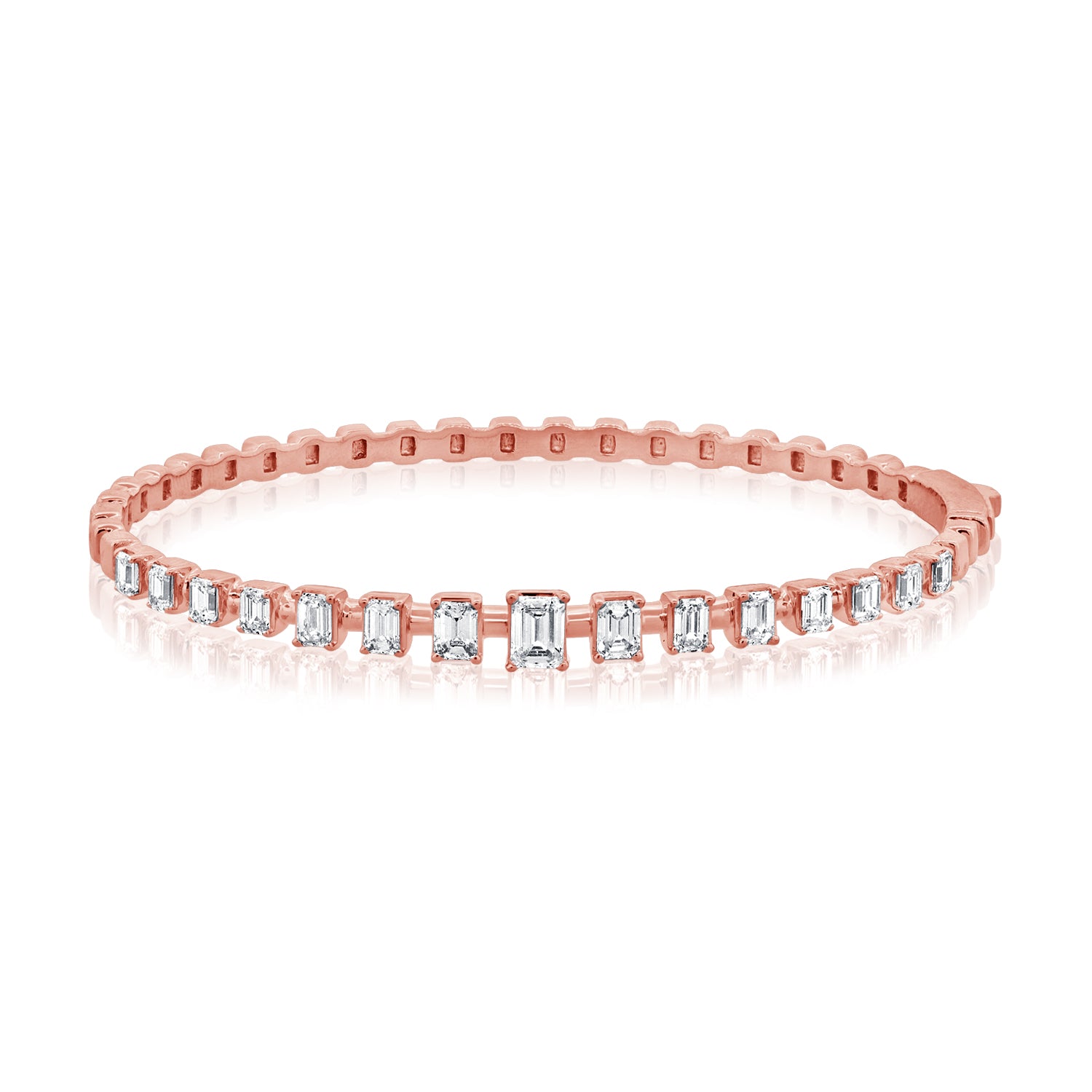 2.03CT Emerald Shape Diamond Bangle in 14K Gold