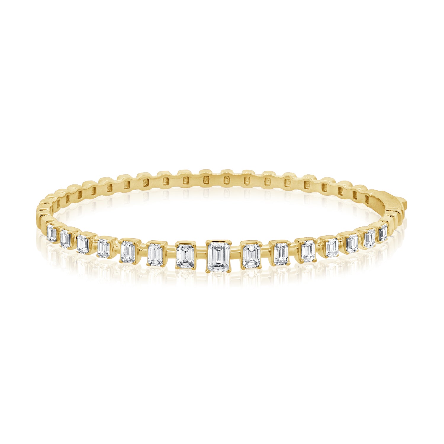 2.03CT Emerald Shape Diamond Bangle in 14K Gold