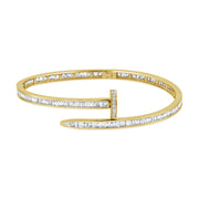 3.49CT Baguette and Round Diamond Channel Set Nail Bangle in 14K Gold