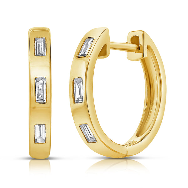 Diamond Baguette Fashion Huggie Earrings