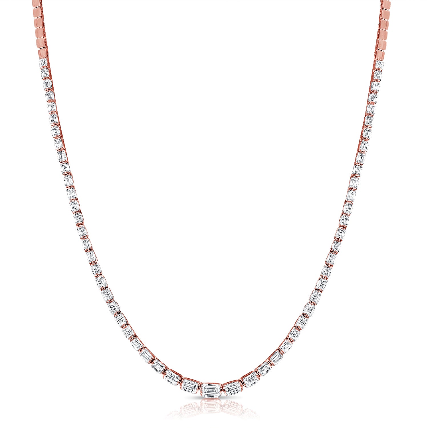 14K Gold 4.88ct Emerald-Cut Diamond Tennis Necklace – 16"