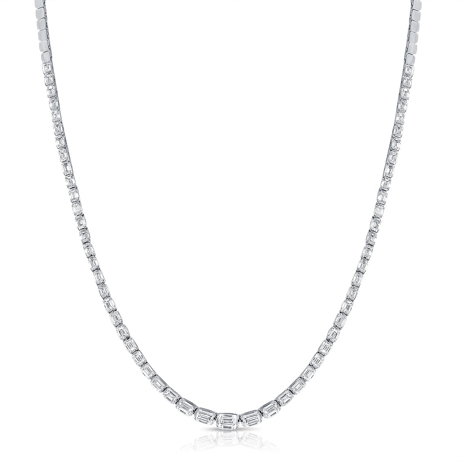 14K Gold 4.88ct Emerald-Cut Diamond Tennis Necklace – 16"