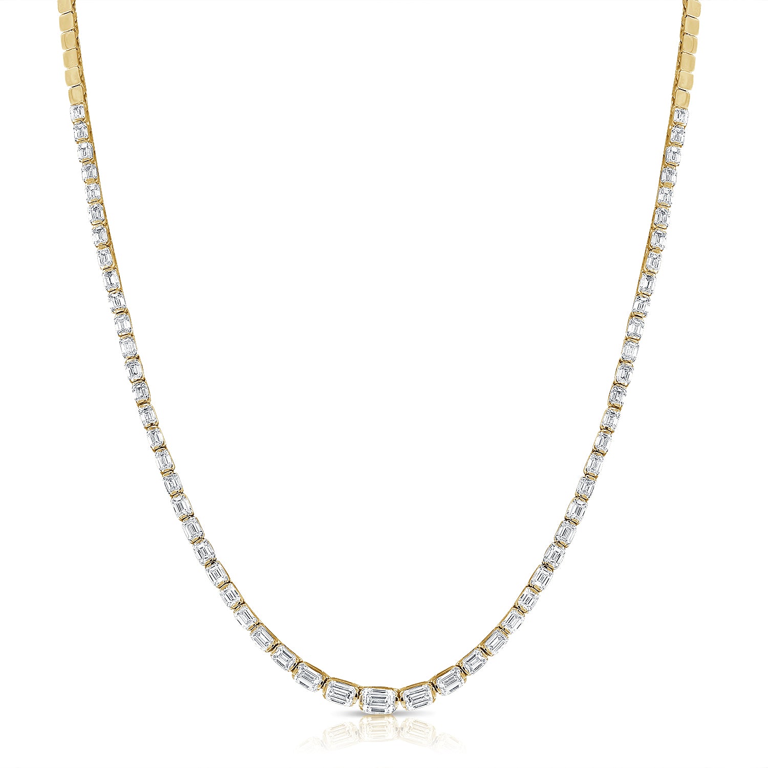 14K Gold 4.88ct Emerald-Cut Diamond Tennis Necklace – 16"