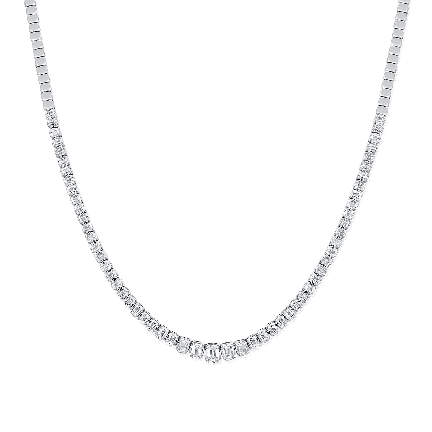 14K Gold 4.66ct Emerald-Cut Diamond Tennis Necklace - 16"