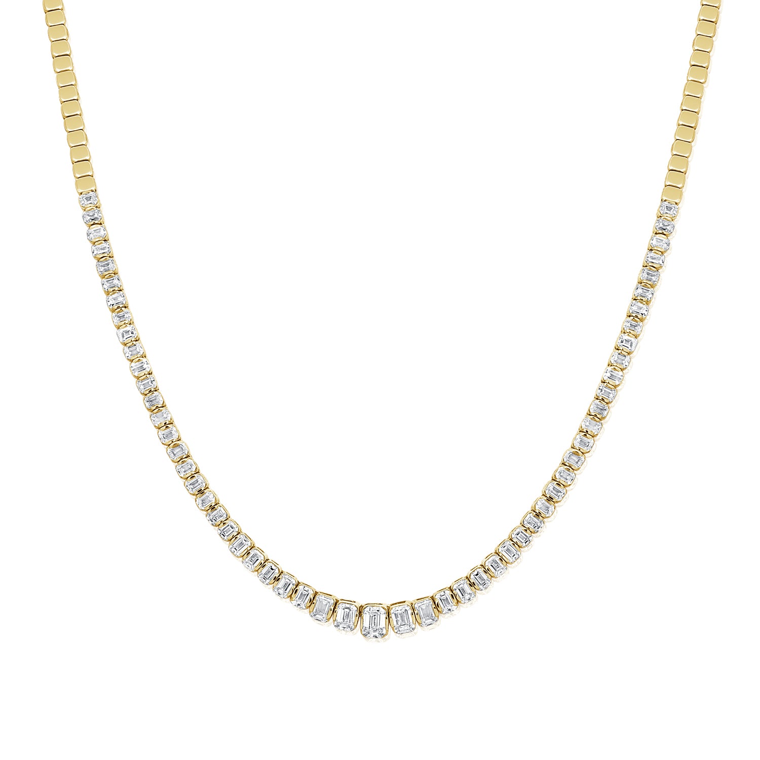14K Gold 4.66ct Emerald-Cut Diamond Tennis Necklace - 16"