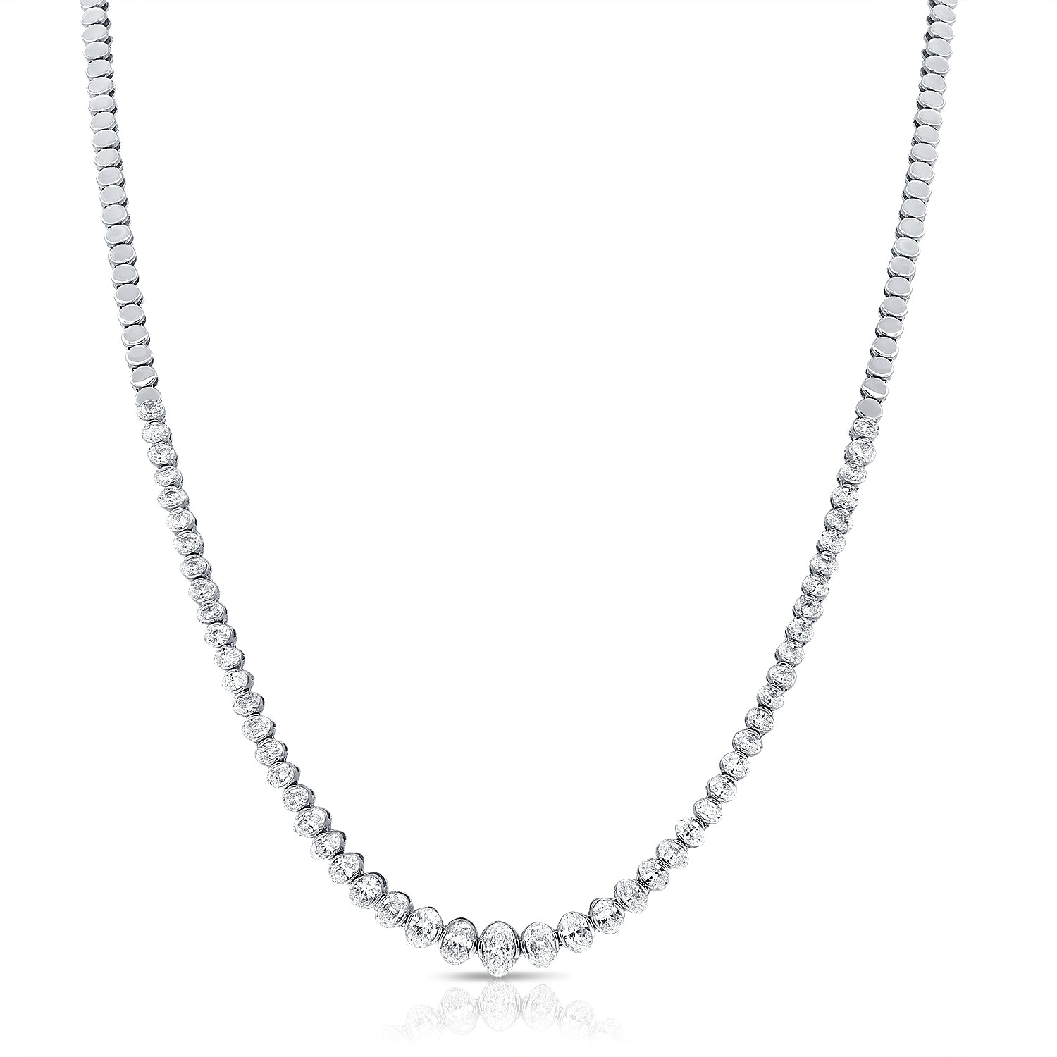 14K Gold 3.93ct Oval Diamond Tennis Necklace – 16 Inches