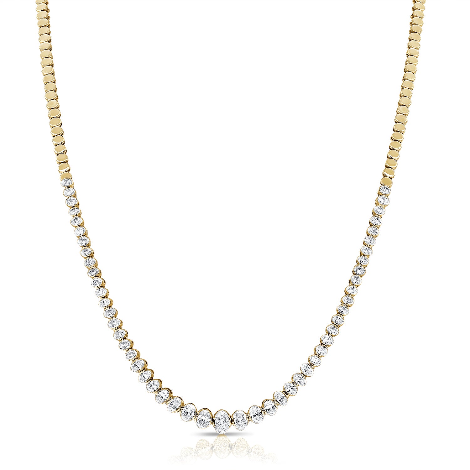 14K Gold 3.93ct Oval Diamond Tennis Necklace – 16 Inches