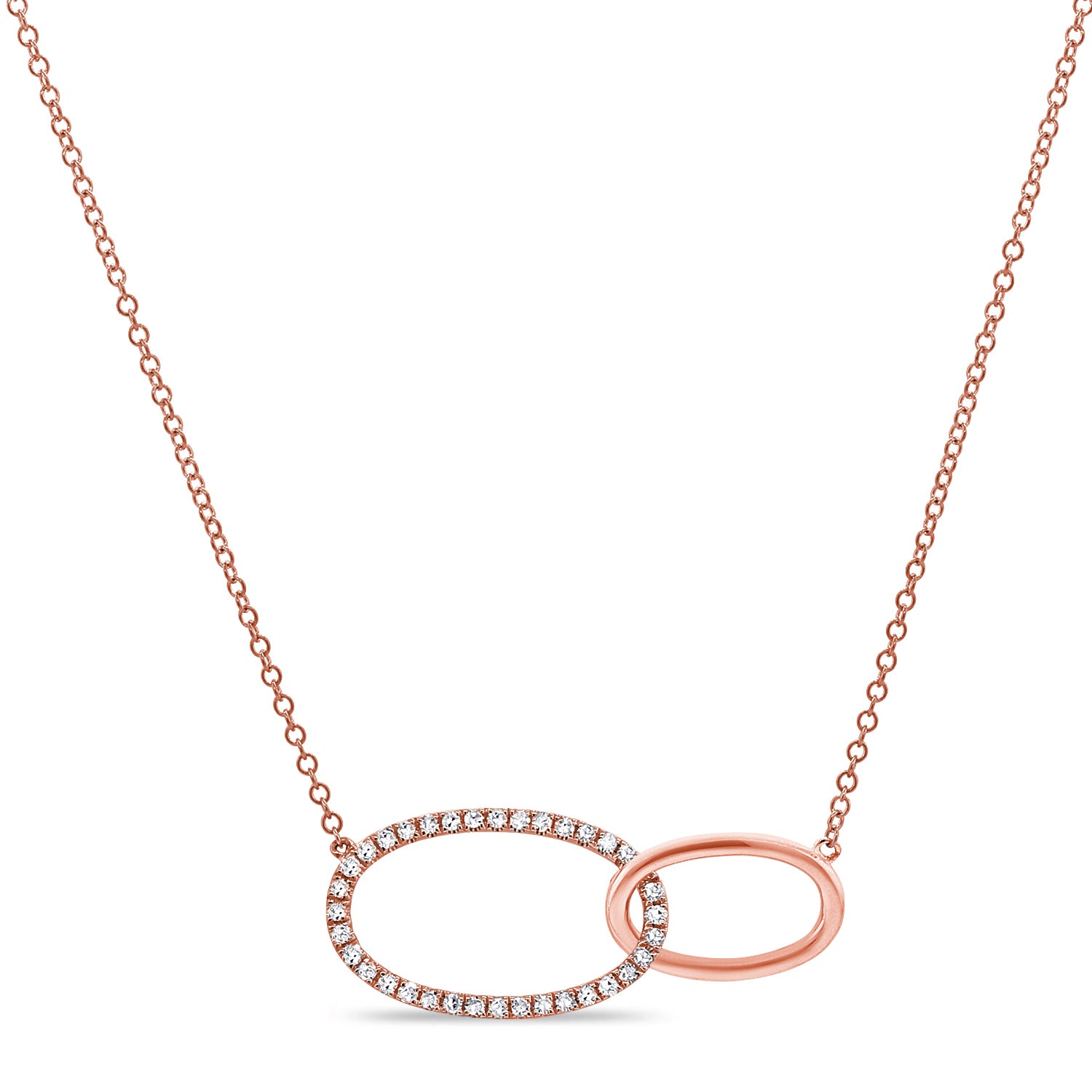 14K Gold Diamond Oval Link Necklace