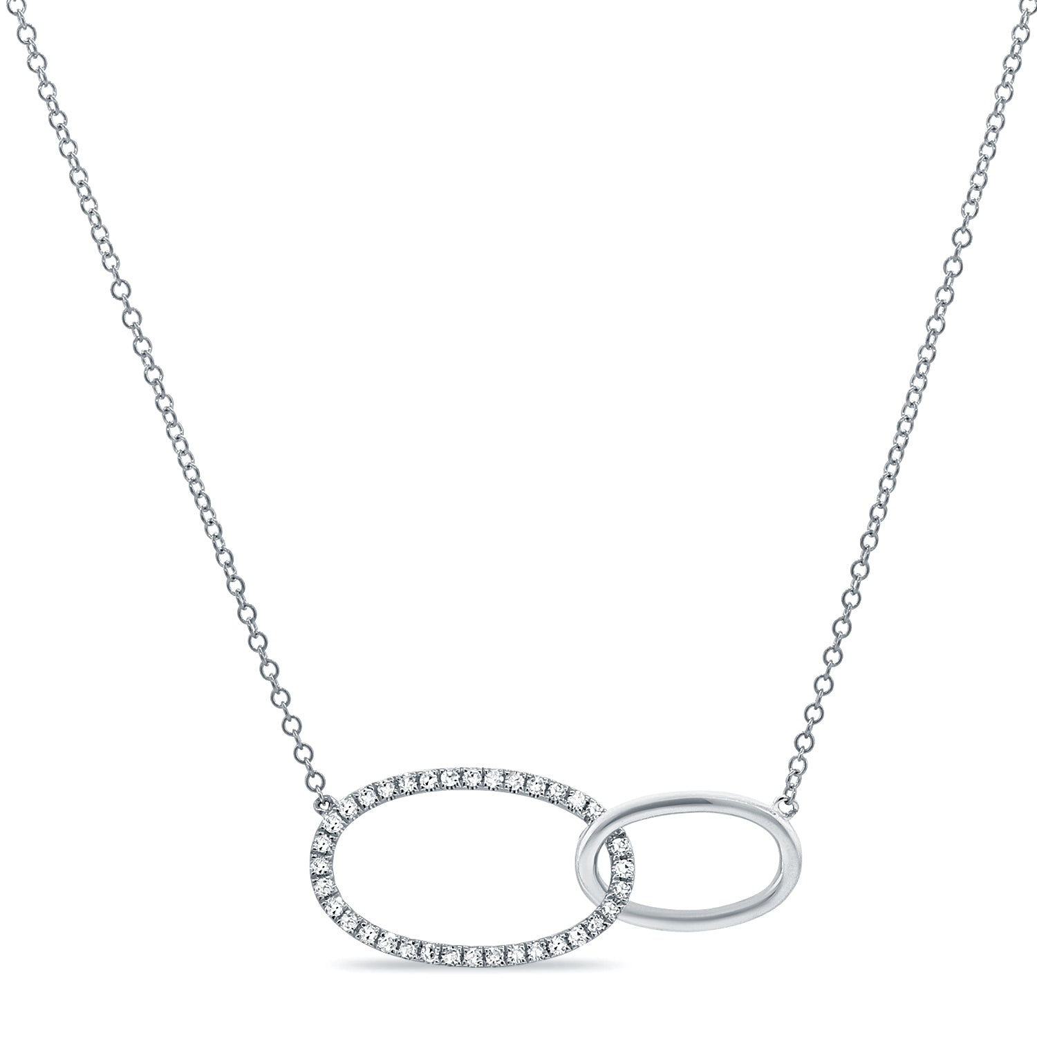 14K Gold Diamond Oval Link Necklace