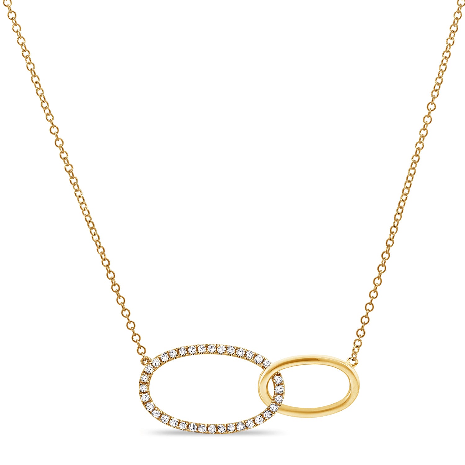 14K Gold Diamond Oval Link Necklace