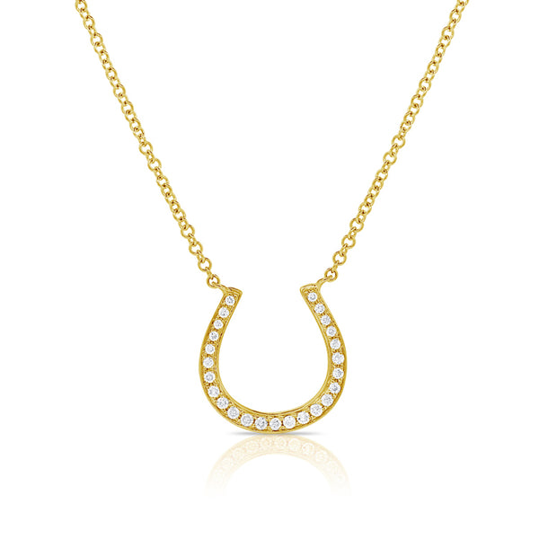 14K Gold Horseshoe Necklace with Diamonds