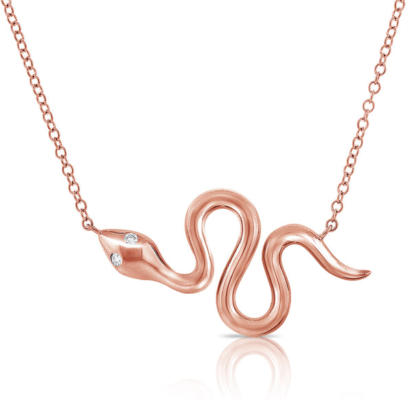 14K Diamond Snake Pendant Necklace