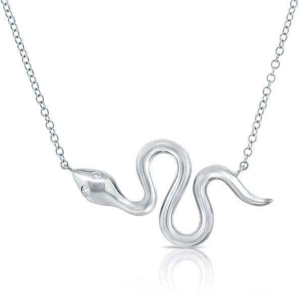 14K Diamond Snake Pendant Necklace