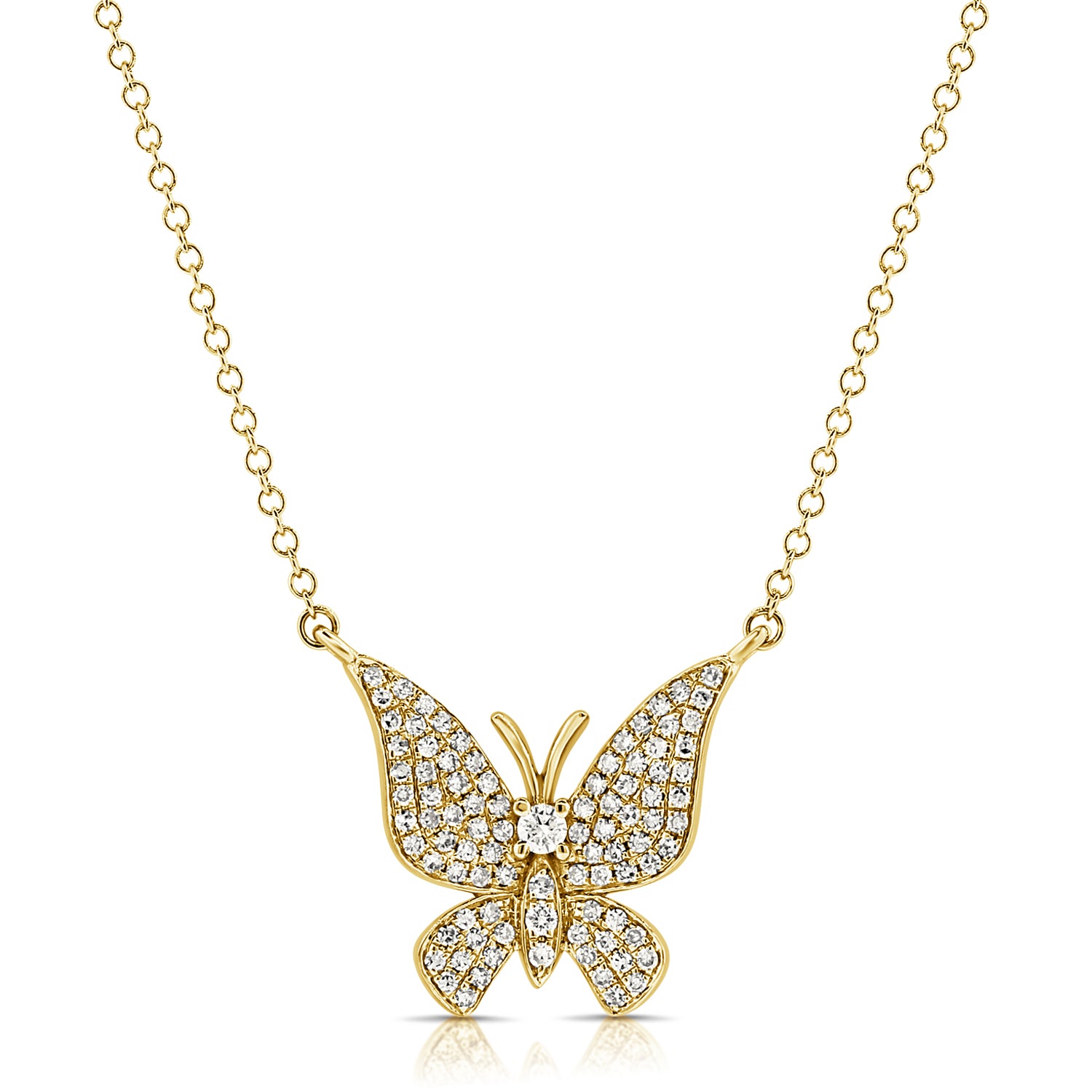 14K Gold 0.30ct Diamond Butterfly Pendant Necklace