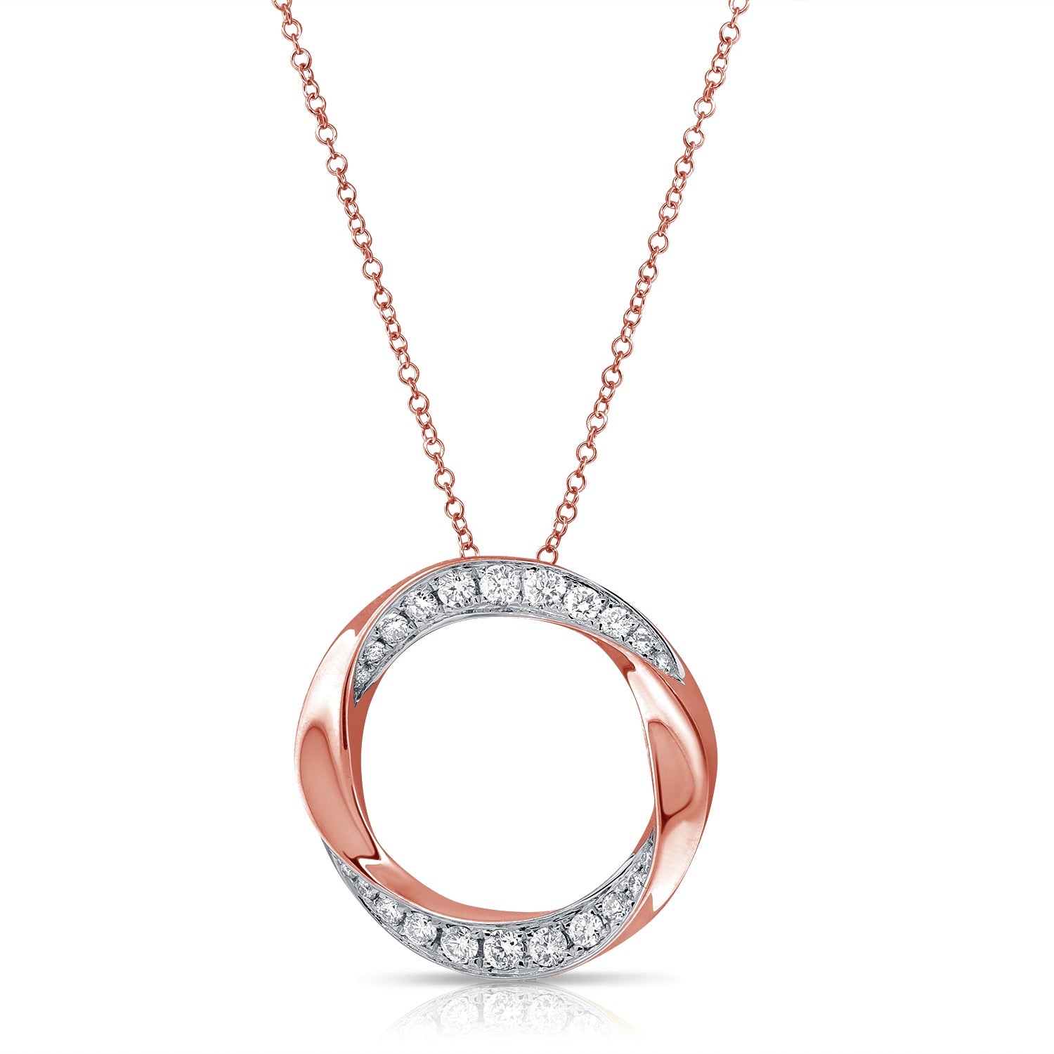 14K Gold 0.53ct Diamond Circle Pendant Necklace