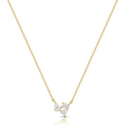 14K Gold 0.48ct Heart, Oval & Pear Diamond Trio Pendant Necklace