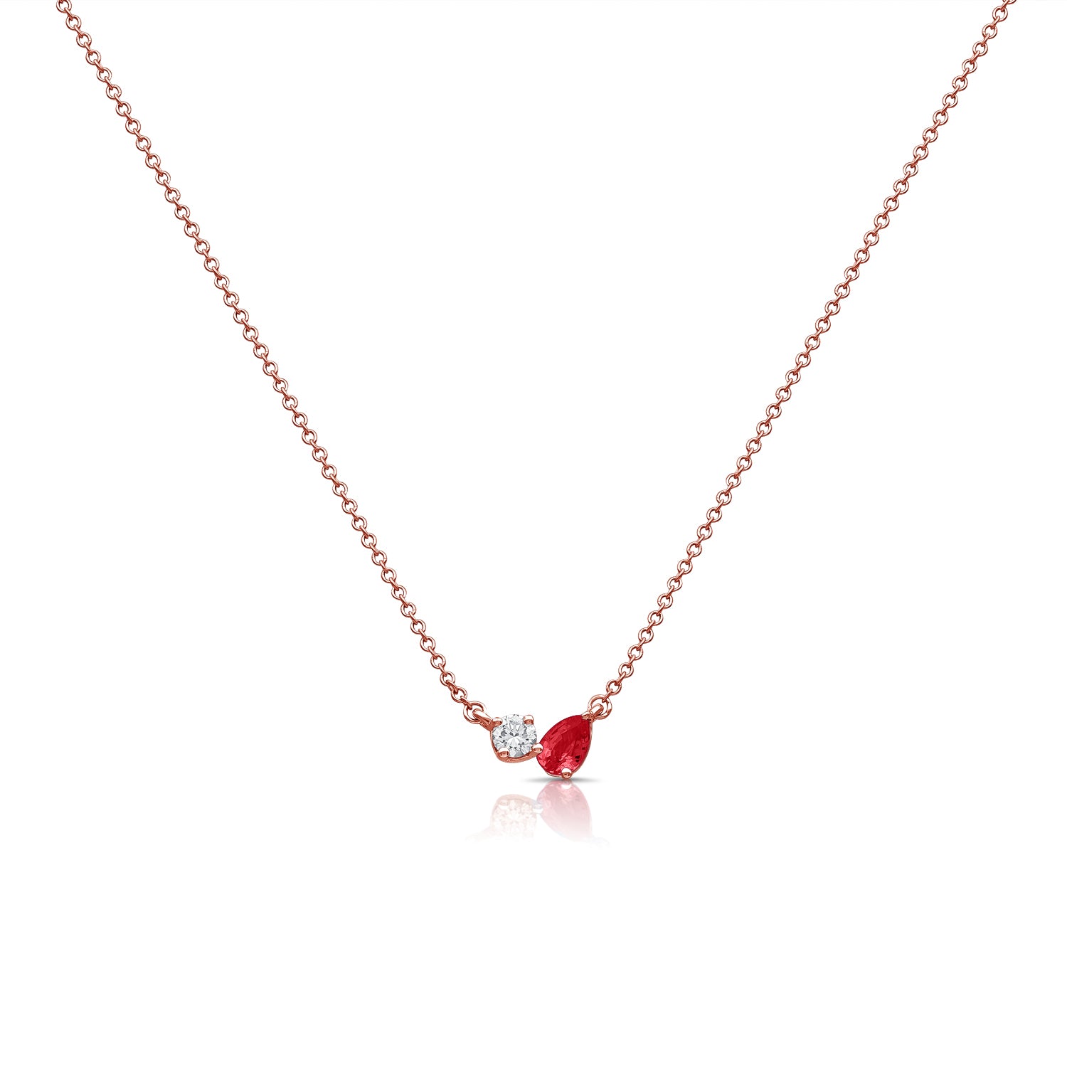 14K Gold 0.45ct Ruby and Diamond Pendant Necklace