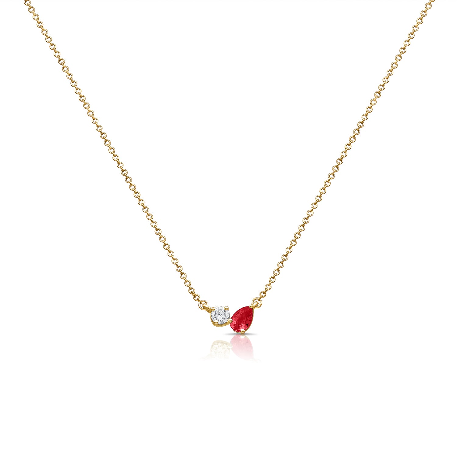 14K Gold 0.45ct Ruby and Diamond Pendant Necklace
