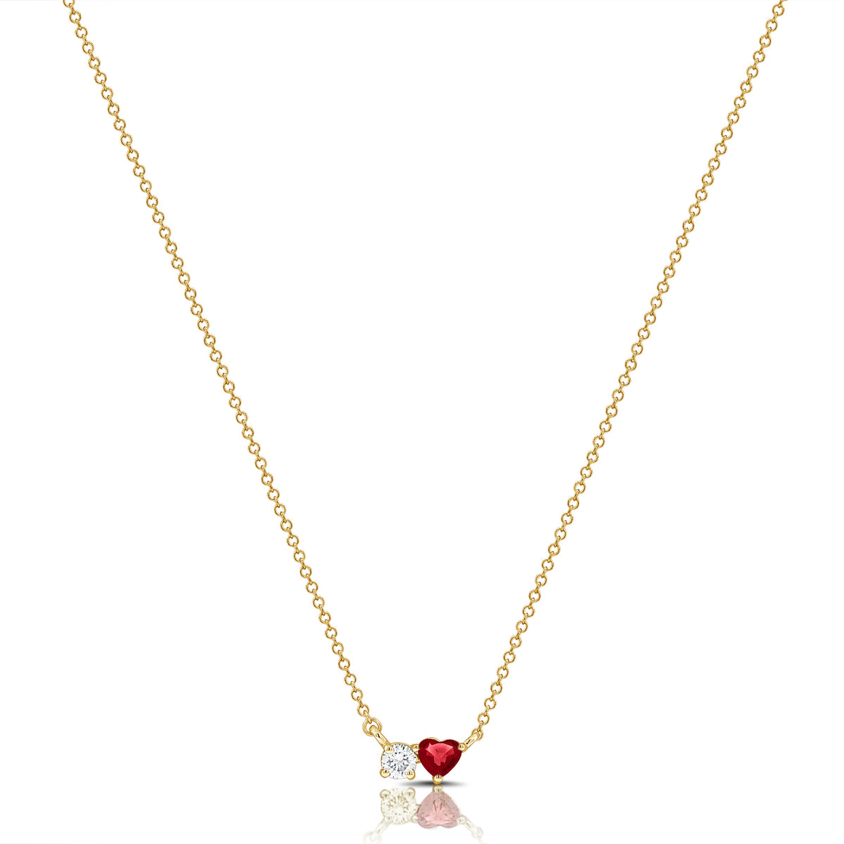 0.30 Carat Diamond and Ruby Heart Necklace in 14K White, Yellow, or Rose Gold