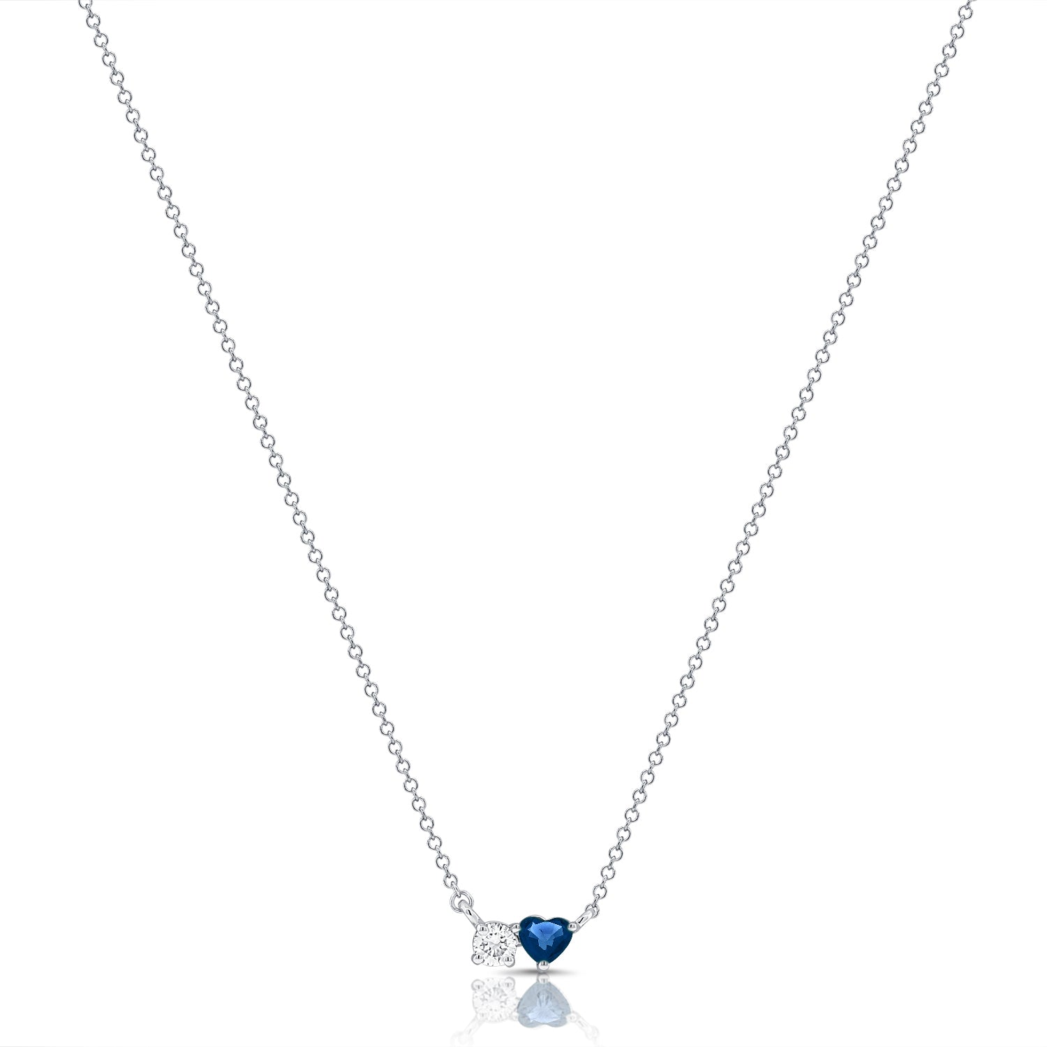 14K Gold 0.30ct Sapphire & Diamond Heart Pendant Necklace