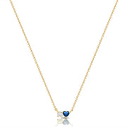 14K Gold 0.30ct Sapphire & Diamond Heart Pendant Necklace