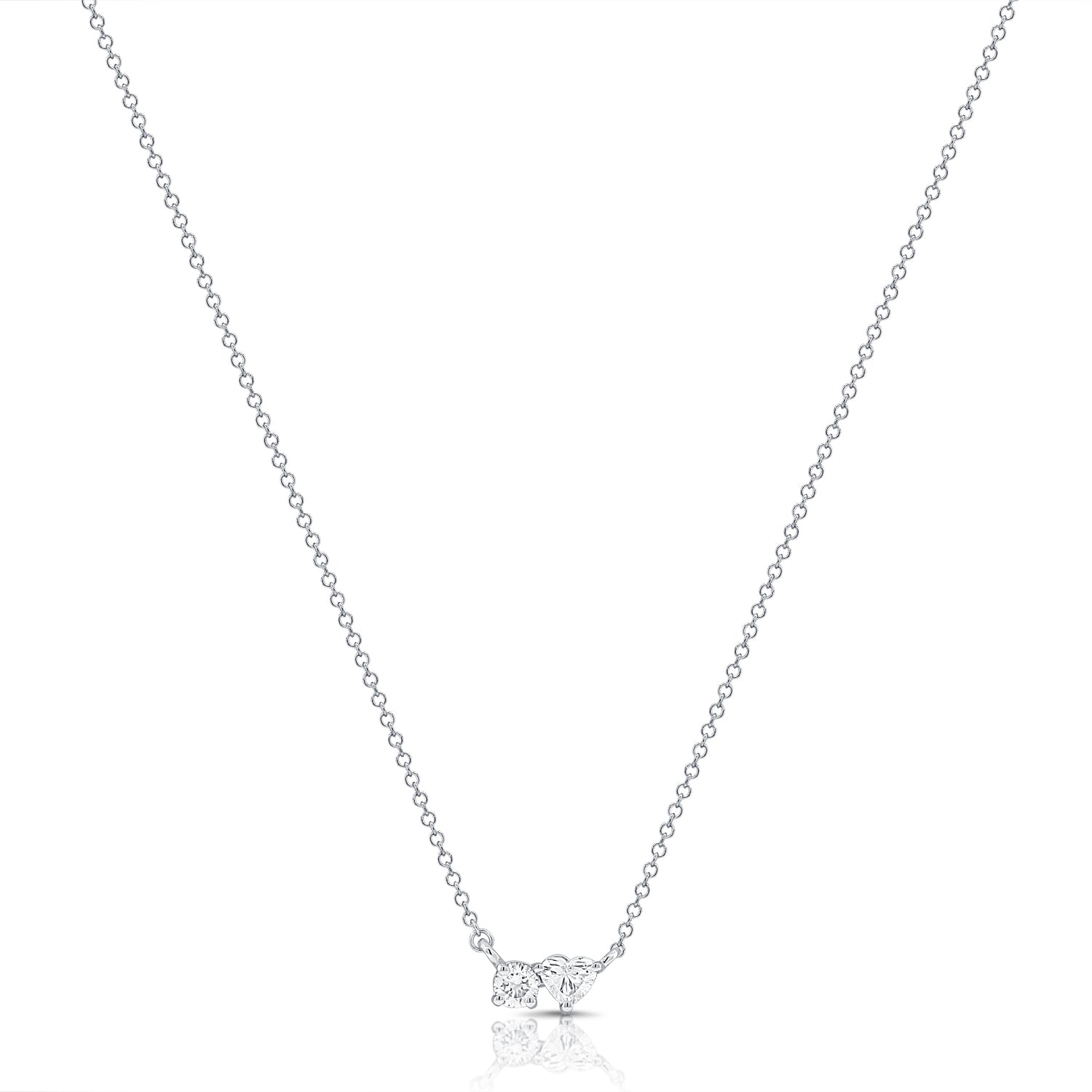 14K Gold Heart & Round Diamond Pendant Necklace • 0.28ct