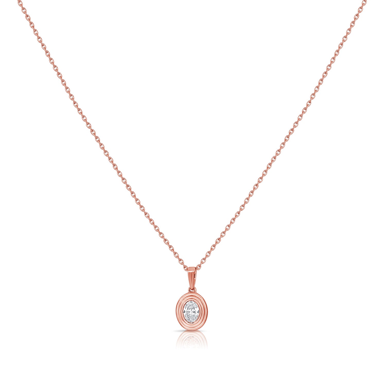 14K Gold 0.20ct Oval Diamond Solitaire Pendant Necklace