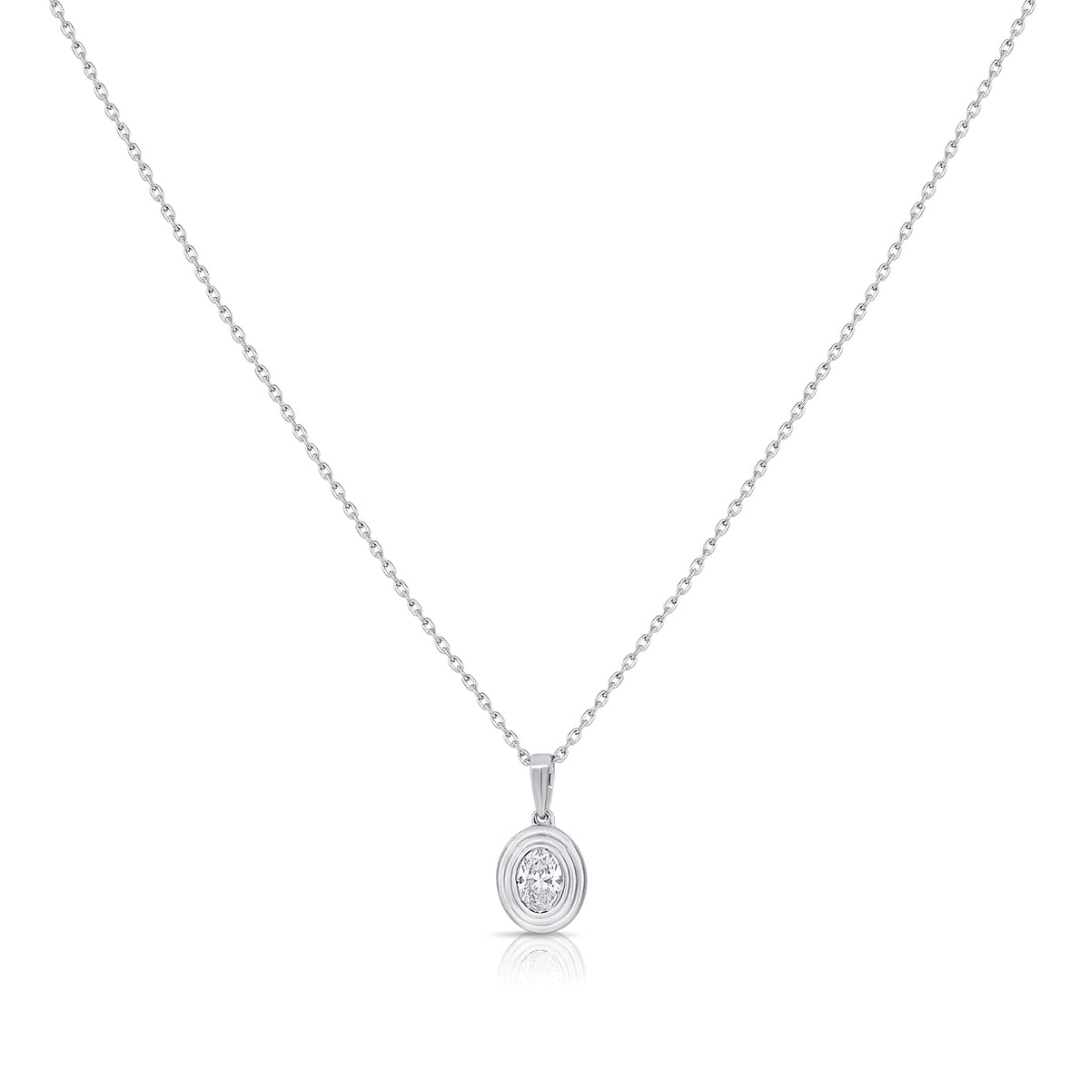 14K Gold 0.20ct Oval Diamond Solitaire Pendant Necklace