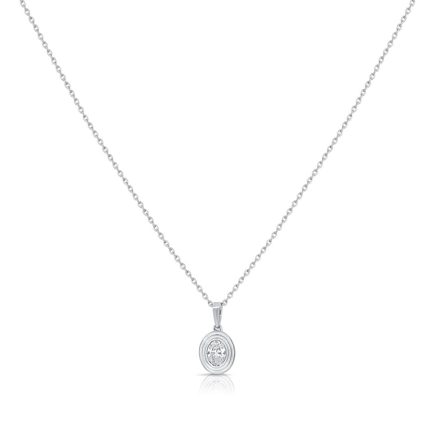 14K Gold 0.20ct Oval Diamond Solitaire Pendant Necklace