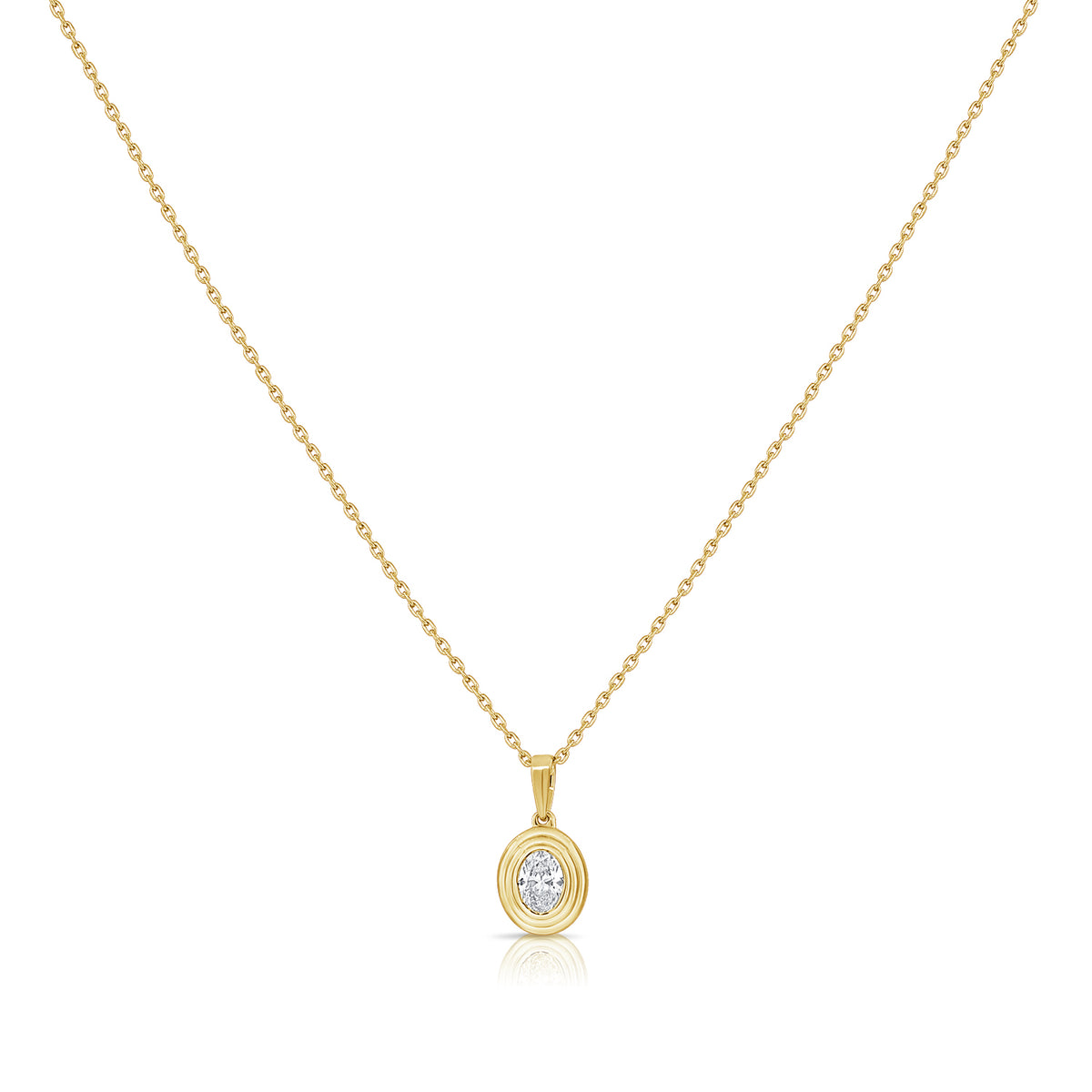 14K Gold 0.20ct Oval Diamond Solitaire Pendant Necklace