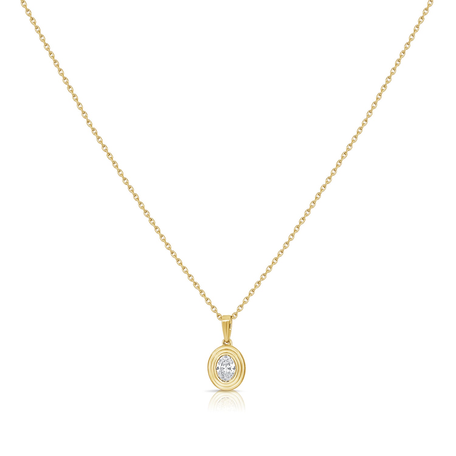 14K Gold 0.20ct Oval Diamond Solitaire Pendant Necklace